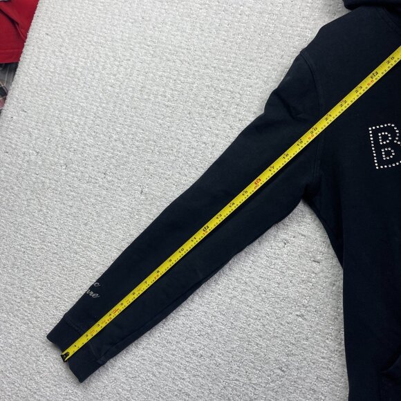 Y2K BCBG Maxazria Black Full Zip Hoodie Sweater Rhinestone Women Sz L Goth Punk - Picture 8 of 13